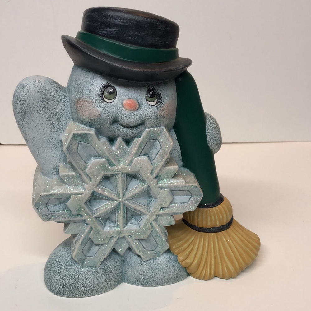 Hand painted Ceramic Snowflake Snowman - Picture 1 of 8